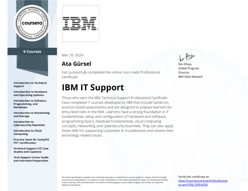 IBM IT Support Professional Certificate